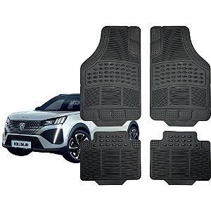 Jogo Tapete Automotivo Universal 4 Peça Preto Borracha PVC Peugeot 2008