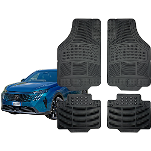 Jogo Tapete Automotivo Universal 4 Peça Preto Borracha PVC Peugeot 3008