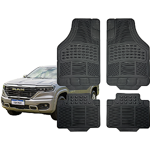 Jogo Tapete Automotivo Universal 4 Peça Preto Borracha PVC Ram Rampage