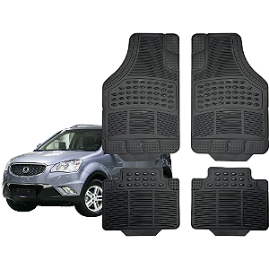 Jogo Tapete Automotivo Universal 4 Peça Preto Borracha Ssangyong Actyon