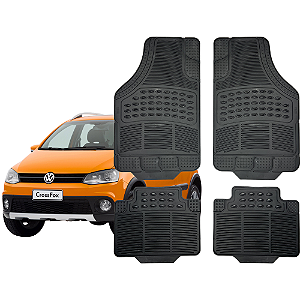 Jogo de Tapete Automotivo Universal 4 Peça Preto Borracha Vw Crossfox