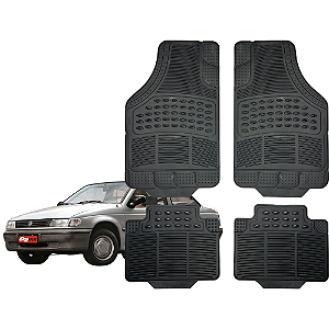 Jogo de Tapete Automotivo Universal 4 Peça Preto Borracha Pvc Vw Logus