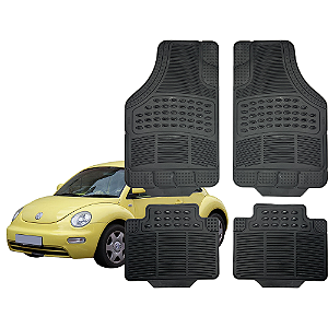 Jogo Tapete Automotivo Universal 4 Peça Preto Borracha Pvc New Beetle