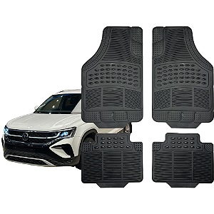 Jogo de Tapete Automotivo Universal 4 Peça Preto Borracha Pvc Vw Taos