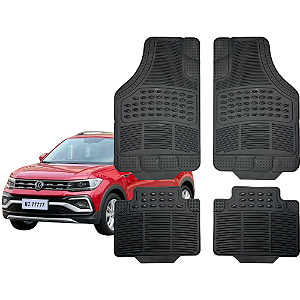 Jogo Tapete Automotivo Universal 4 Peça Preto Borracha Pvc Vw T-Cross