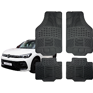 Jogo Tapete Automotivo Universal 4 Peça Preto Borracha Pvc Vw Tiguan