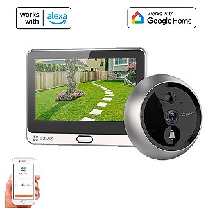 Olho Mágico Digital Ezviz DP2C - APP Campainha Vídeo 1080p prata