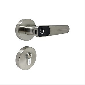 Fechadura Digital c/ Biometria de Embutir SL135 Prata Papaiz