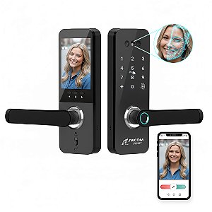 Fechadura Digital Wifi FD25 Reconhecimento Facial APP Preto