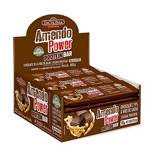 Barra Amendo Power Protein Bar Chocolate 70% & Nibs de Cacau 600g (Display c/ 12un)
