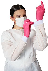 AVENTAL DESCARTAVEL COM PUNHO MANGA LONGA BRANCO 5 UNIDADE