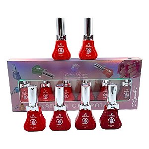 KIT ESMALTE EM GEL VERMELHO BELA ROSA