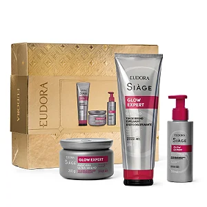 Kit Presente Siàge Glow Expert: Shampoo 250 ml + Máscara Capilar Ultra Brilho 250g + Balm Disciplinante Finalizador Capi