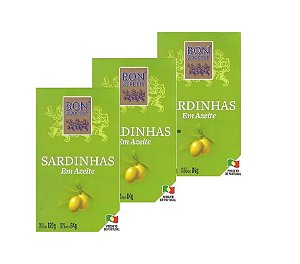 3 sardinhas em azeites Bon Appettit 120g