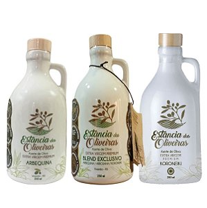 Trio de azeites Estancia da Oliveiras - Arbequina, blend e koroneiki 250ml