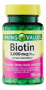 Spring Valley Biotina 5000 Mcg C/120 Softgels Original