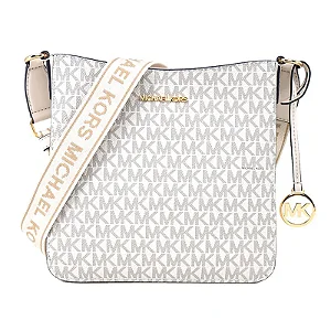Bolsa Michael Kors Jet Set Travel Long Vanilla Com Logo Mk Bege Vanilla Ouro Branco