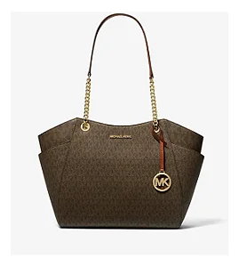 Bolsa Michael Kors Jet Set Travel Large. Marrom Lisa Ouro Caramelo
