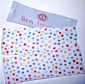 KIT BOLSA TÉRMICA P BEM AMADOS - 2 CAPAS BRANCAS DE BOLINHAS COLORIDAS