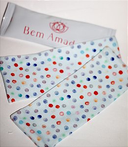 KIT BOLSA TÉRMICA P BEM AMADOS - 2 CAPAS AZUL CLARO DE BOLINHAS COLORIDAS