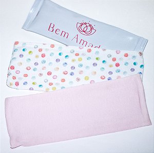 KIT BOLSA TÉRMICA P BEM AMADOS - 1 CAPAS ROSA BEBE + 1 CAPA BRANCA DE BOLINHAS COLORIDAS