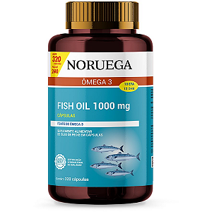 Noruega Ômega 3 Fish Oil 1000 mg - Suplemento de Óleo de Peixe em 320 Cápsulas