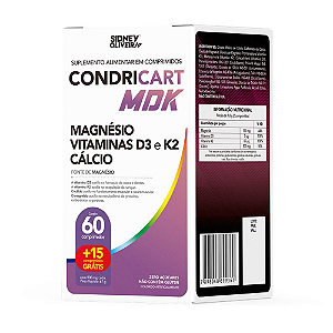 CondriCart MDK - Suplemento Alimentar com Magnésio, Vitaminas D3 e K2 e Cálcio - 75 comprimidos