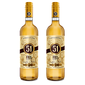 Kit 2 Garrafas de Cachaça 51 Mel com Toque de Limão - 740 ml cada