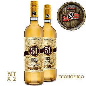 Kit 2 Garrafas de Cachaça 51 Mel com Toque de Limão - 740 ml cada