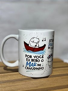 Caneca 'Por Você Eu Bebo o Mar de Canudinho' Dia dos Namorados 325ml