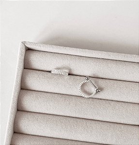 Piercing conch duplo cravejado haste - Haste em aço cirurgico e detalhe em prata