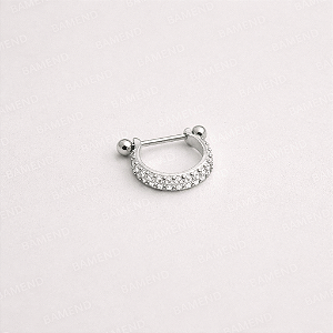 Piercing conch cravejado duplo haste - Haste em aço cirurgico e detalhe em prata