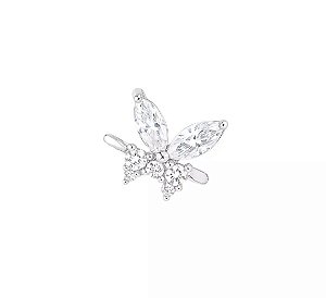 Piercing fake borboleta - Haste em aço cirurgico e detalhe em prata