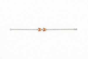 Pulseira Duas Borboletas Laranja Elinho - Prata 925