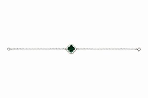 Pulseira Trevo Verde - Prata 925