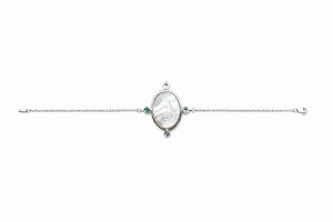 Pulseira Medalha N. Senhora Aparecida Madriperola 21cm - Prata 295 e Ródio