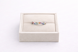 Anel Ondulado Cravejado Zicônias Coloridas - Prata 925 e Ródio