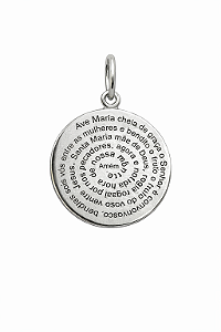 Pingente Medalha Ave Maria - Prata 925