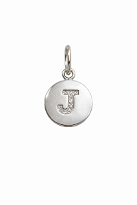 Pingente Medalha Letra J Cravejada - Prata 925