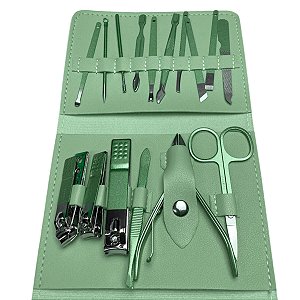 Kit Manicure 16 Peças com Bolsa Dobrável [Azul]