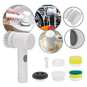 Escova de Limpeza Elétrica Giratória 6 em 1 Recarregável USB