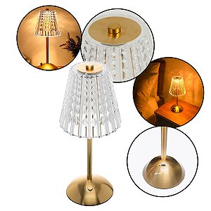 Abajur de Mesa Led com 3 Cores Recarregável