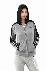Blusa Moletom Feminina Adidas com Capuz e Zíper