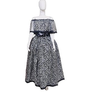 Conjunto Completo Pombagira: Saia + Bata (Preta e Prata) Ajustável