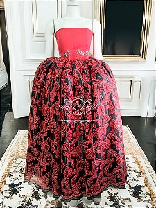 Saia de Pombagira – 5 Metros de Roda com Tule Vermelho Bordado