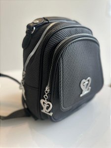 mochila feminina cinza com preto