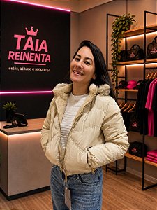 Jaqueta forrada bege 2 lados