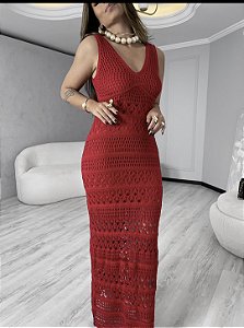 Vestido Longo em Tricot com Decote V - Elegância e Conforto