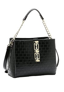 Bolsa Feminina Mão com alça transversal matelasse verniz