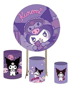 Capa Painel Kuromi Redondo 1,5 + Capas Cilindros Sublimado